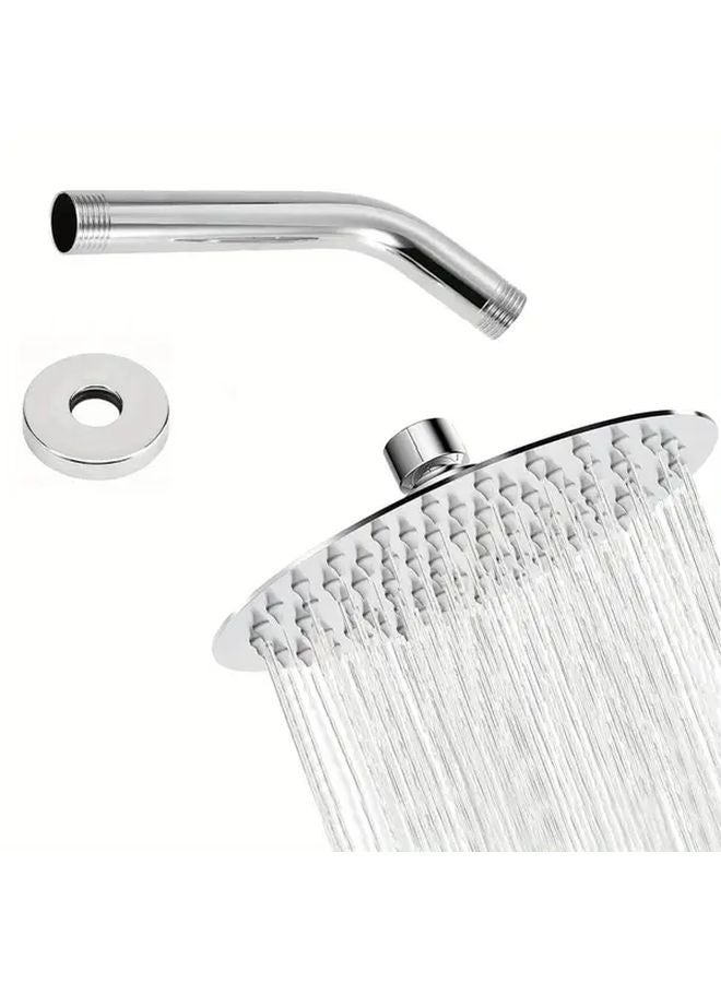Vintage Silvery High Pressure Shower Set With Self Cleaning Nozzles And Adjustable Arm - Image 1